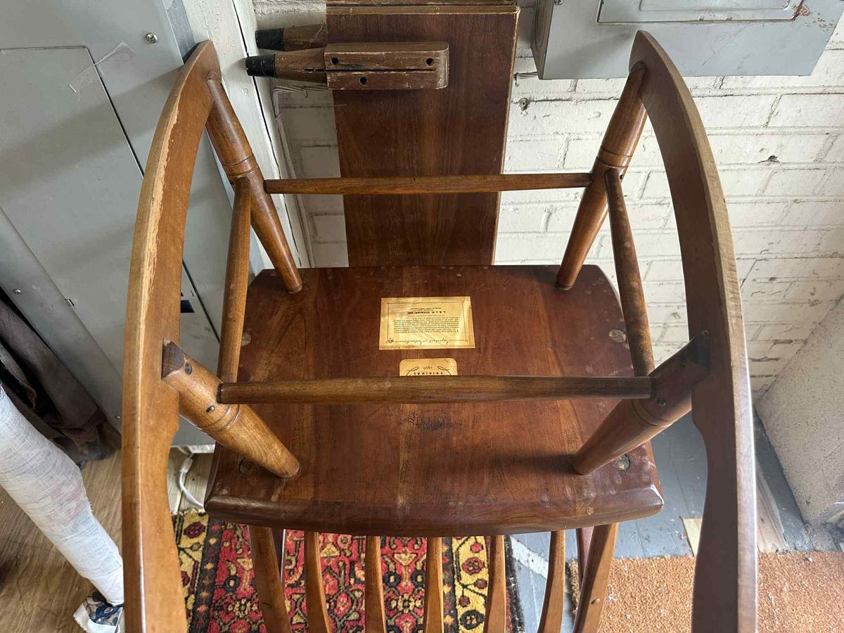 Stickley Cherry Wood Cattail Rocking Chair - Vintage Mid 20th Century Dated 1956 - Image 8