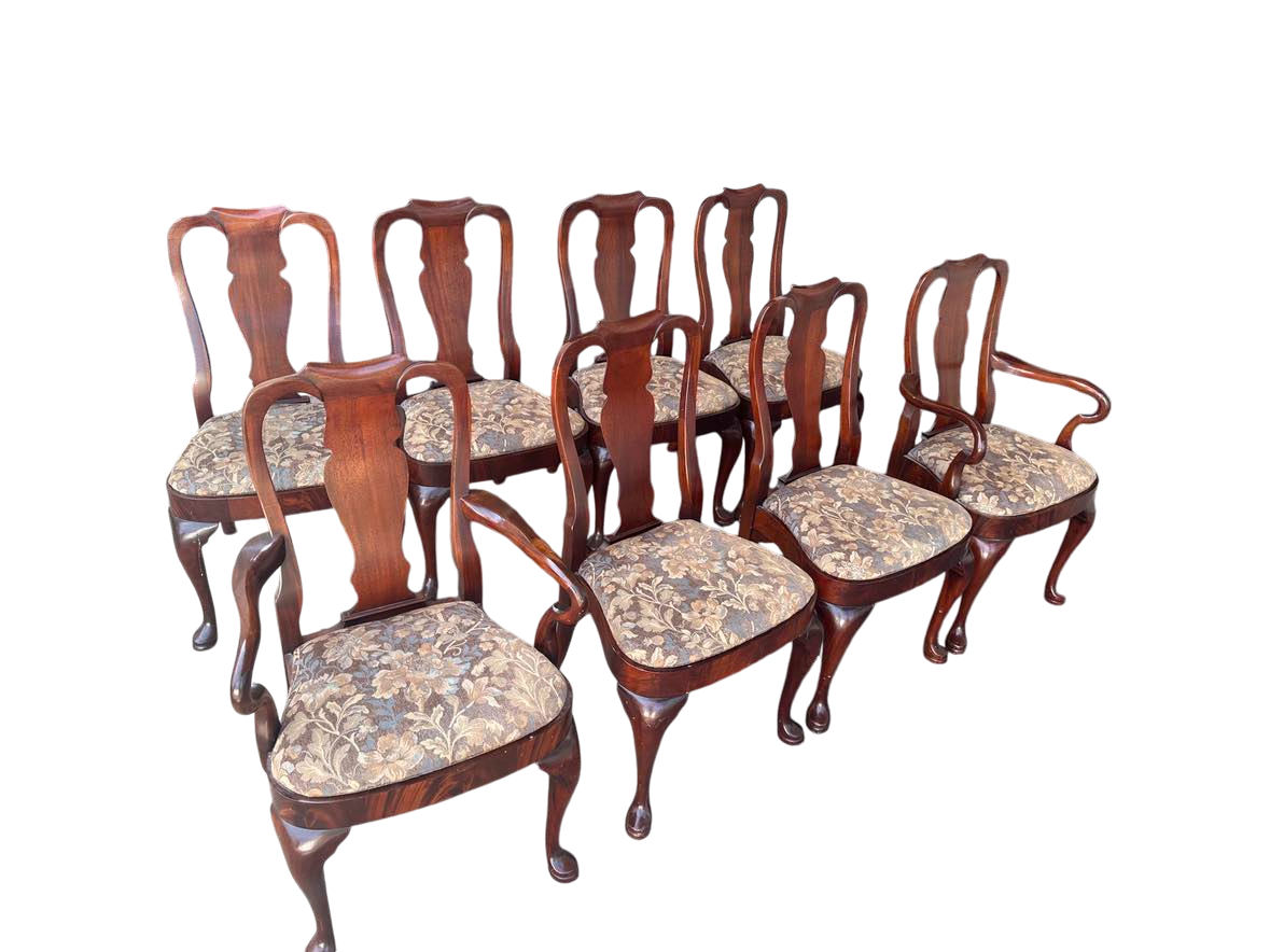 Set of 8 Hickory Chair Furniture Company Flame Mahogany Queen Anne Dining Chairs - Vintage Late 20th Century - Image 8