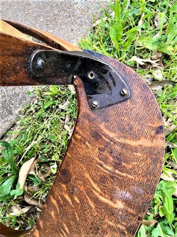 1910 Arts & Crafts Antique Quarter Sawn Oak Chair With Student Writing Surface - Image 8