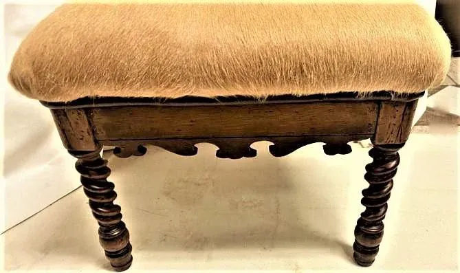 Late 19th Century Carved Rosewood Renaissance Revival Chair With Hair-On Cowhide Seat Upholstery - Image 8