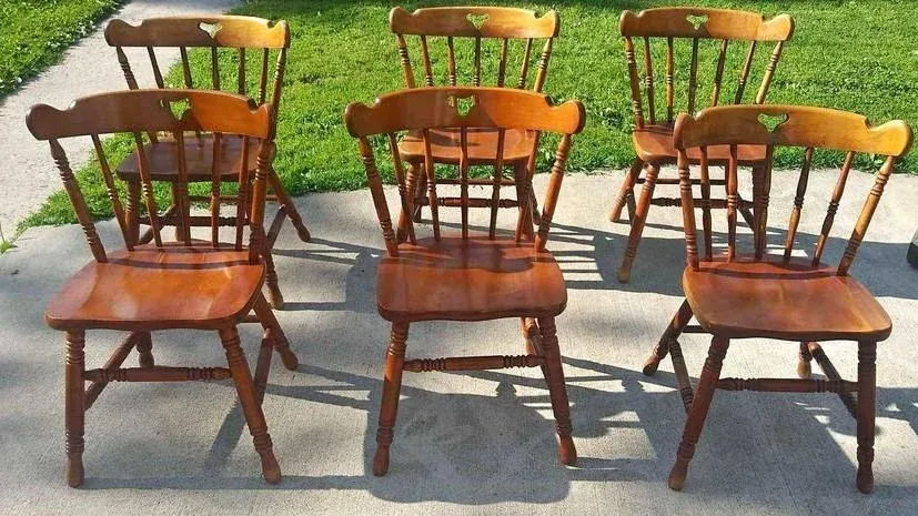 Swiss-American Tell City Pub Chairs in Hard Rock Maple - Set of 6 - Two Sets Available - Image 8