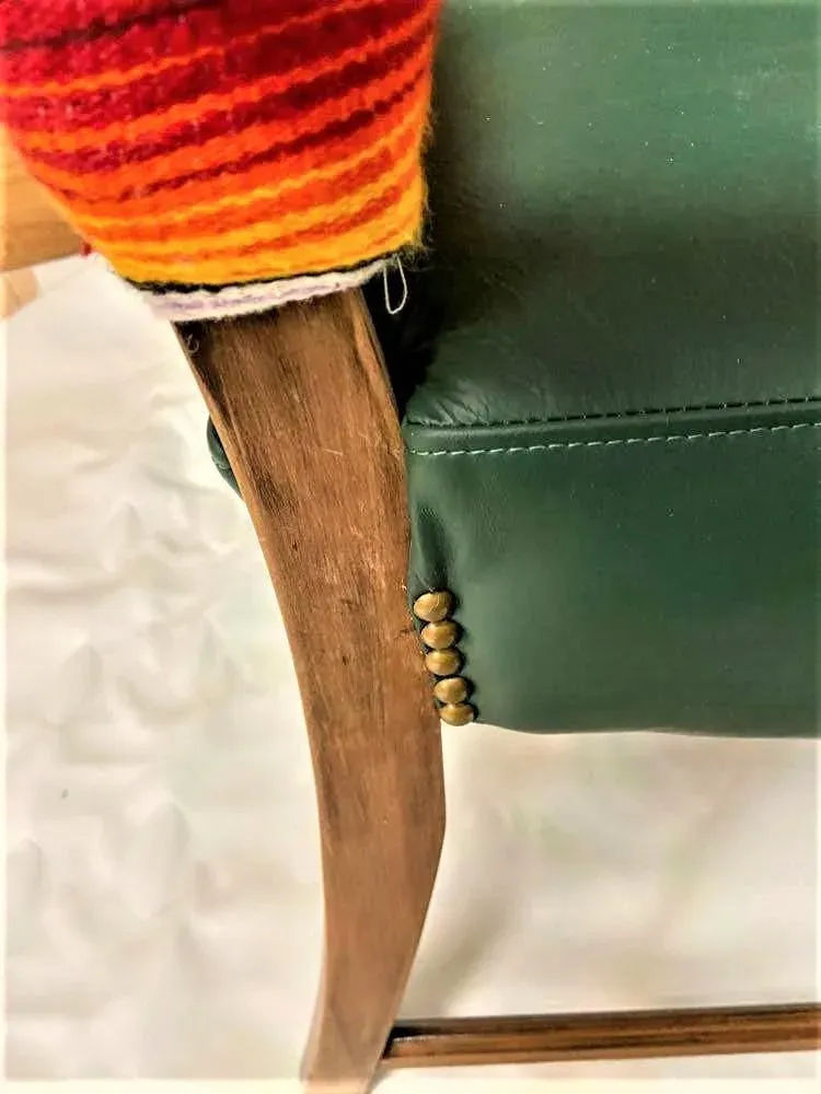 Early 20th Century Spanish Revival Arm Chair With of Colorful Sarape and Italian Leather Upholstery - Image 8