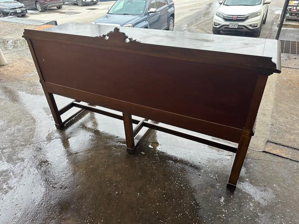 Antique Berkey & Gay Spanish Revival Ornate Walnut and Burlwood 72" Sideboard - Crafted in Grand Rapids Circa 1917 - Image 8