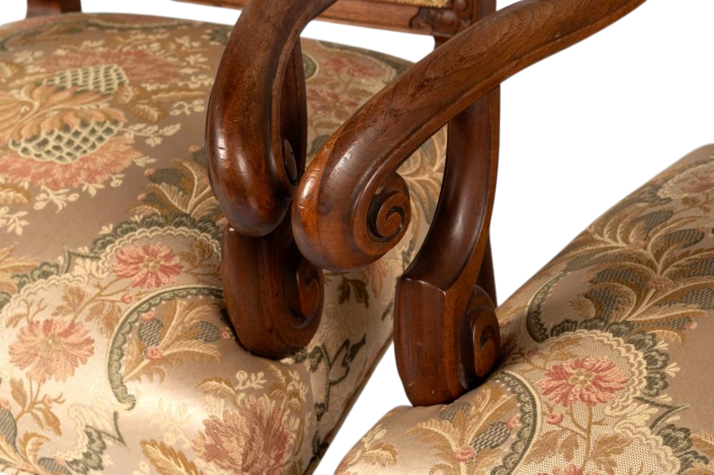 Set of Eight Antique 19th Century French Baroque Carved Walnut and Upholstery Dining Chairs - Image 8