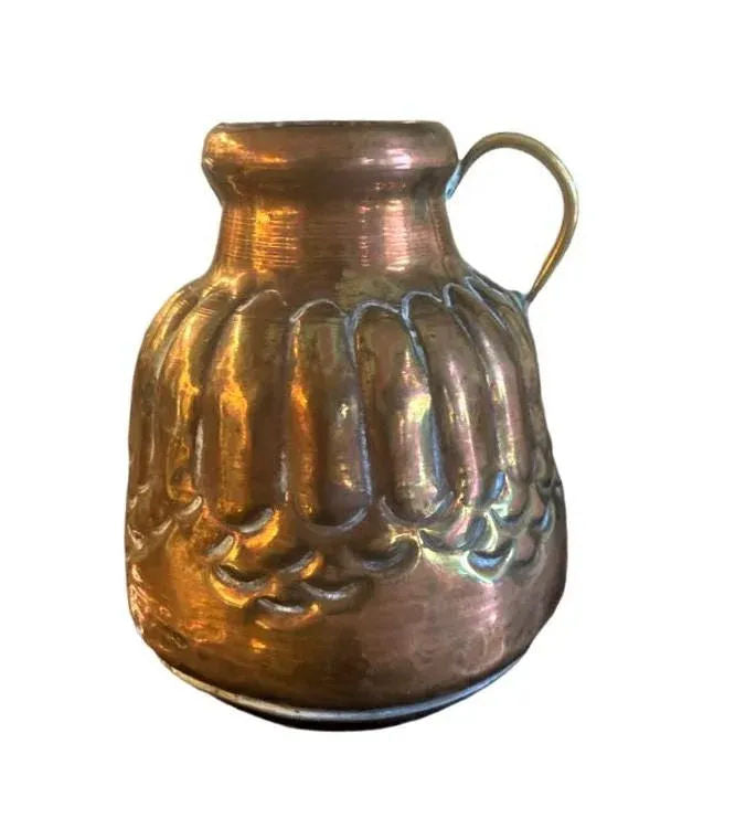 1950s Egyptian Hammered Copper Cream Pitcher - Image 8