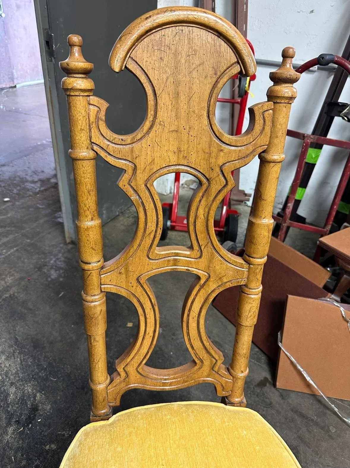 Jim Peed Drexel 1960s Spanish Style Pecan Wood Dining Chairs - Set of 4 - Image 8