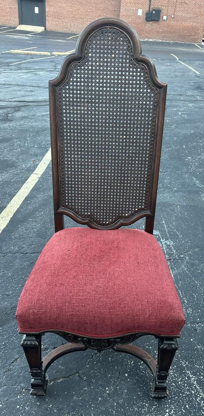 Antique Spanish Renaissance Style Walnut and Caning Dining Chairs - Set of 6 - Circa 1910 - Image 8