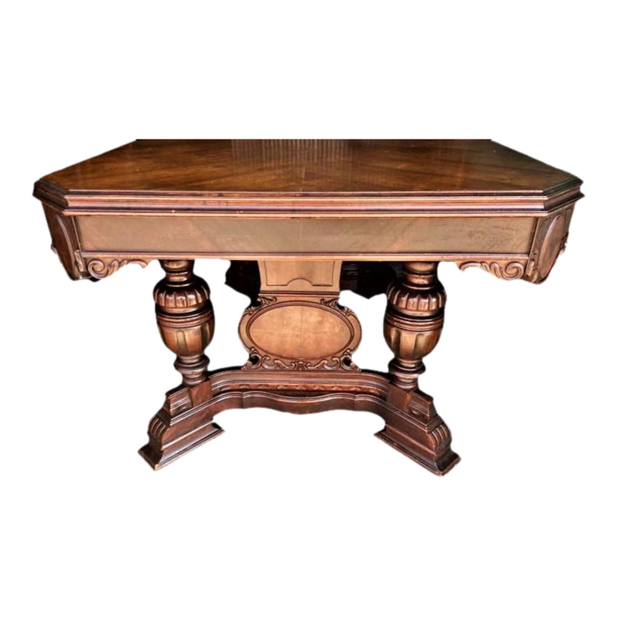Antique Spanish Revival Walnut Dining Table - 1920s - Image 8