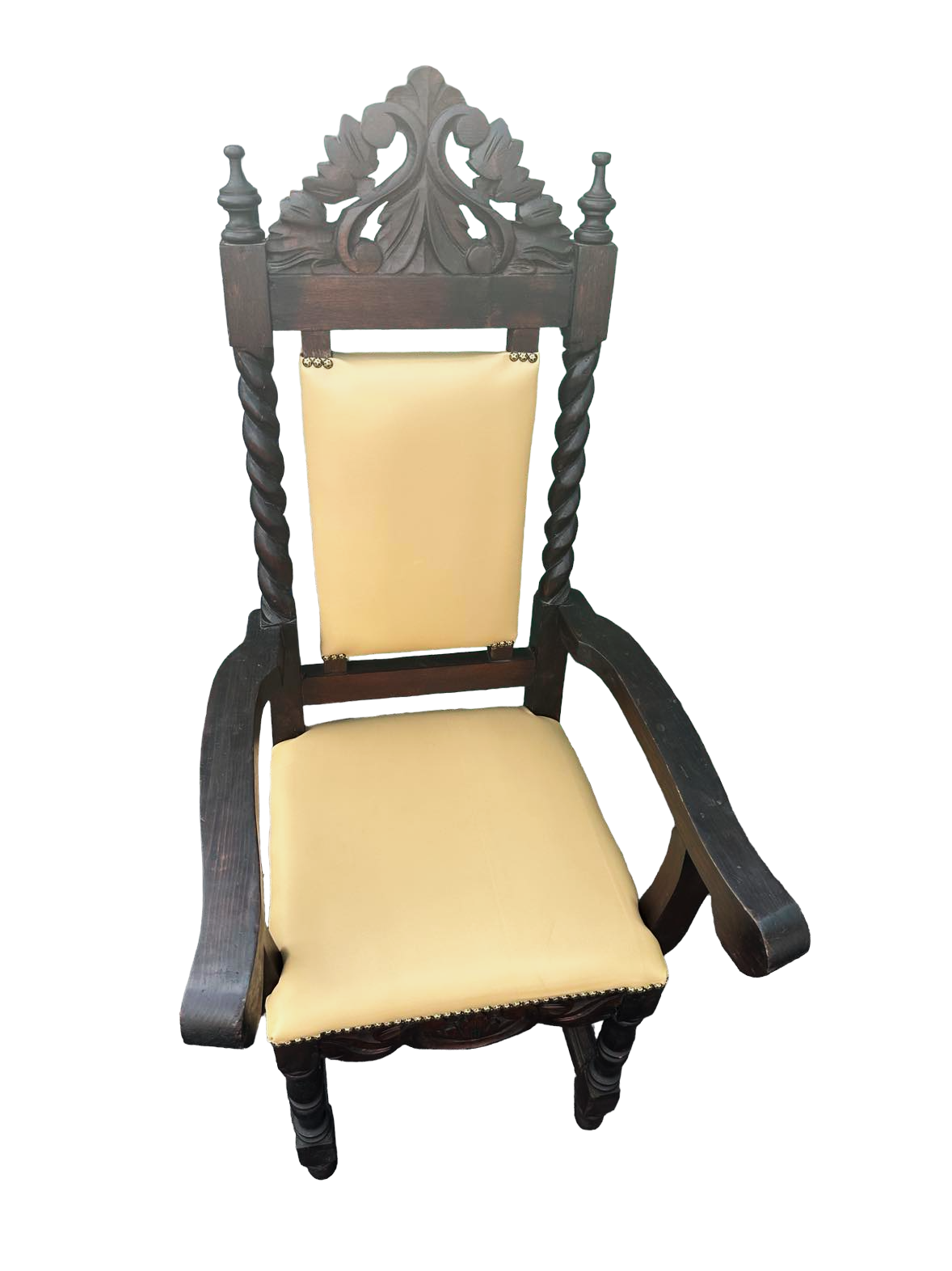 Set of 8 Spanish Colonial Style Chairs With New Leather Upholstery - Made in Mexico - Vintage Mid 20th Century - Image 8