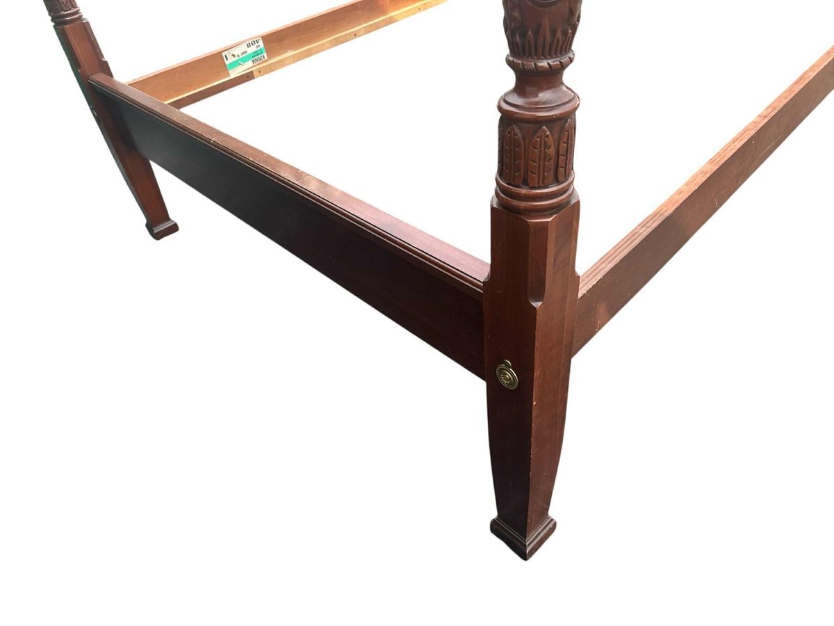Queen Size Solid Cherry Wood Four Poster Rice Bed - Vintage Late 20th Century - Image 8