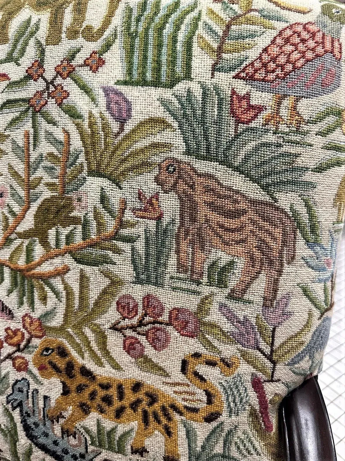 Hacienda Chair Upholstered With Jungle Animals Tapestry and Embossed Cowskin - Image 8