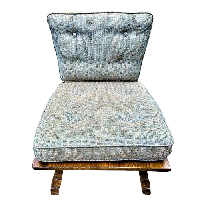 Romweber Viking Oak Chair With Original Tweed Cushions - Vintage Mid 20th Century - Image 8