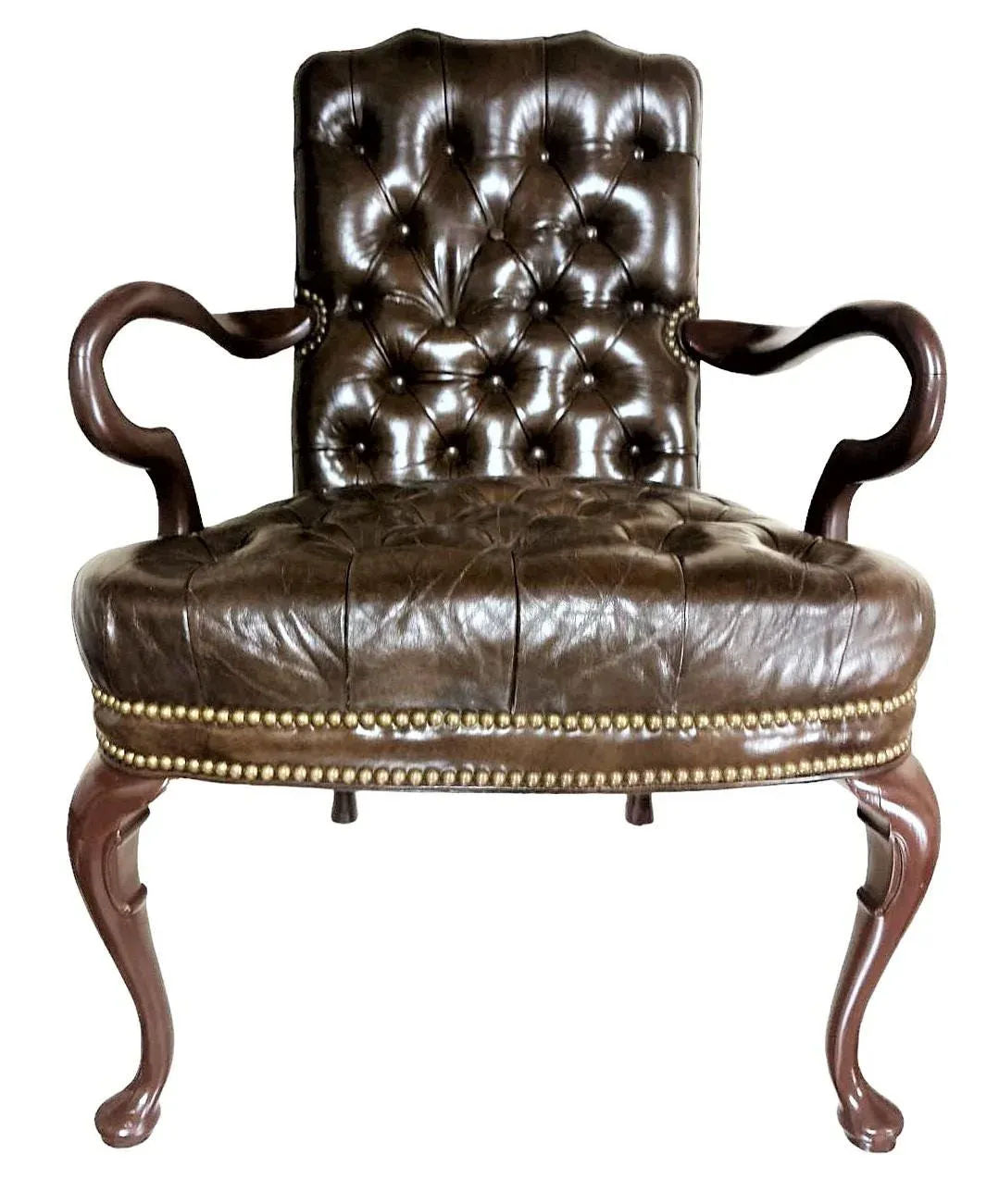 Schafer Brothers Vintage Chesterfield Style Tufted Leather Arm Chair - Mid 20th Century - Image 8
