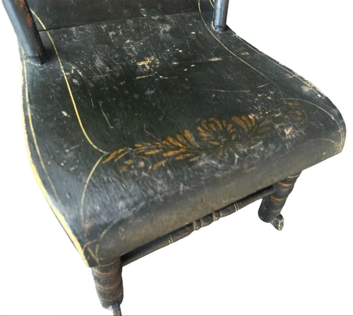 Early 19th Century Painted Oak Rocking Chair Signed ‘Madison’ - Image 8