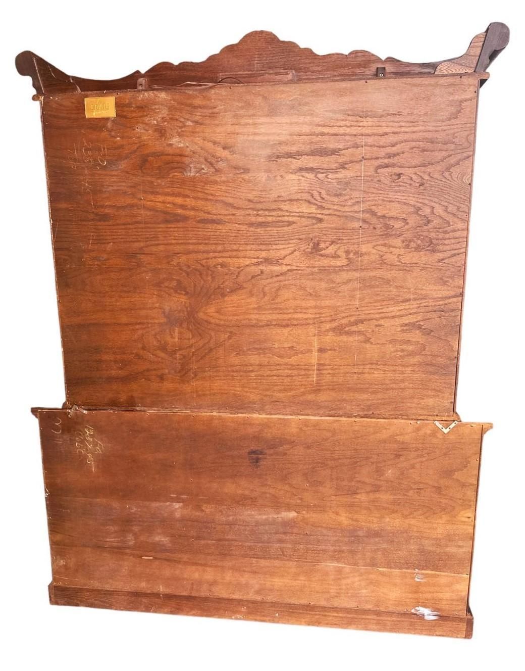 Spanish Style Carved Oak Sideboard Hutch by Jamestown Lounge Company - Vintage Mid 20th Century - Image 8