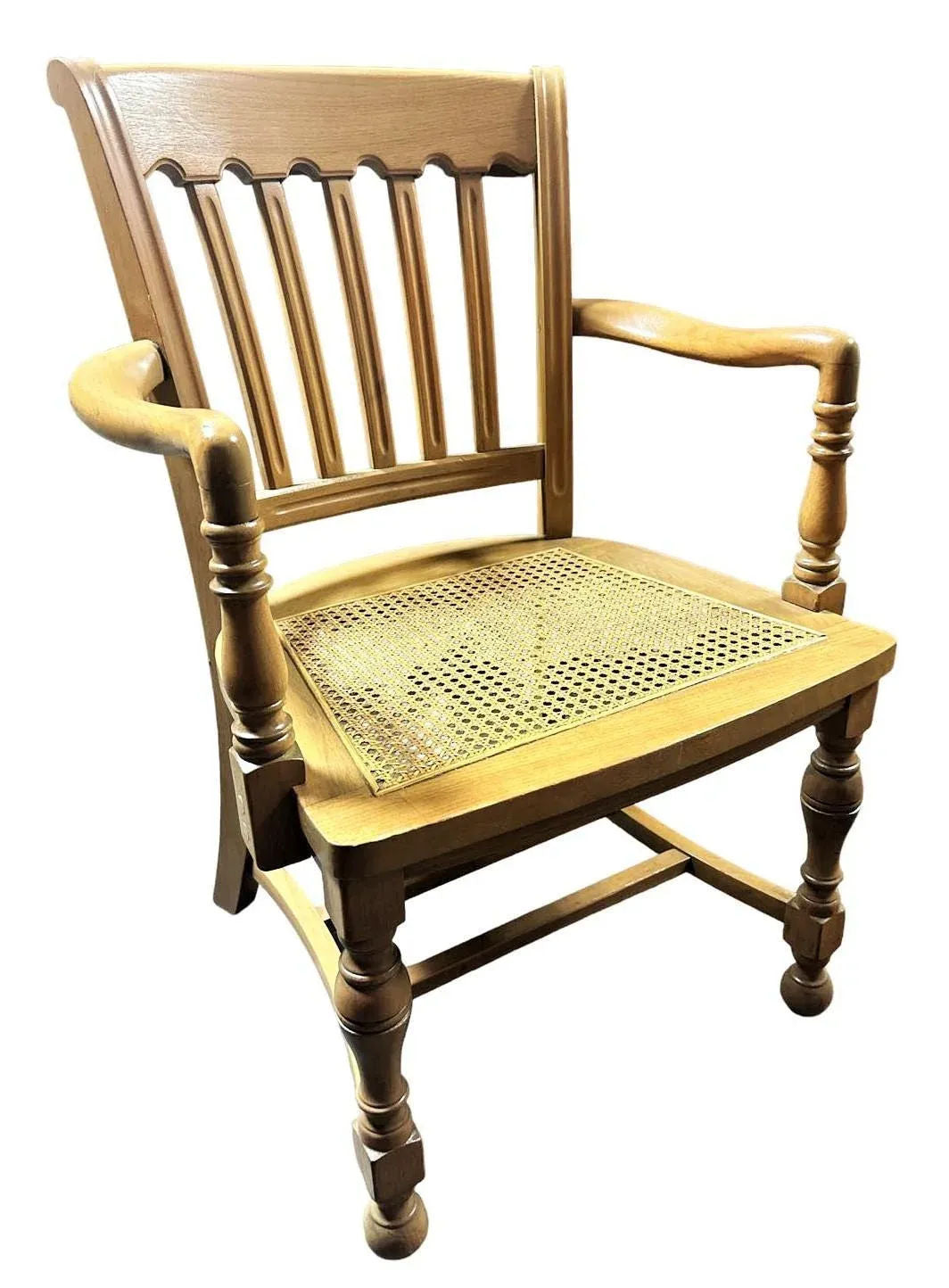 Cerused Walnut and Cane Chairs in a Mid 20th Century Spanish Style - a Pair - Image 9