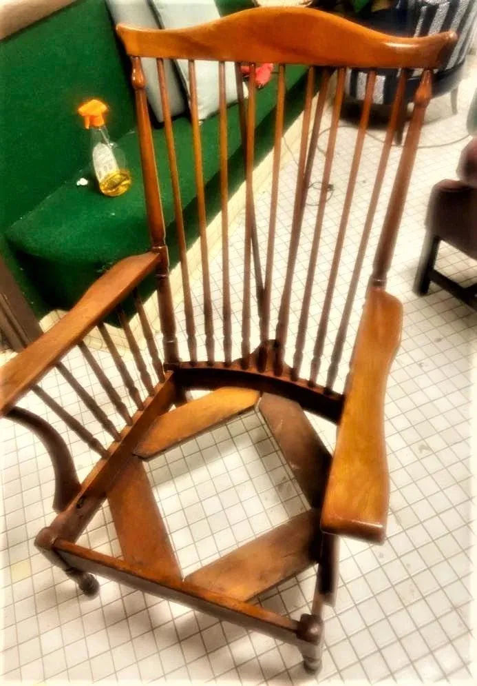 Stickley Brothers Signed Antique Maple Windsor Chair With Seat and Back Cushions - Grand Rapids - 1920s - Image 9