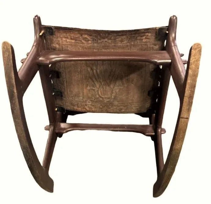 Angel Pazmino Tooled Leather Rocking Chair Handmade in Ecuador - Vintage Mid 20th Century - Image 9