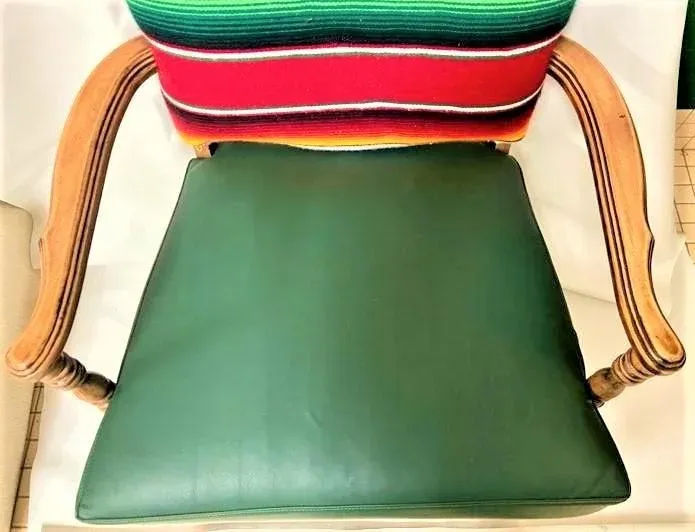 Early 20th Century Spanish Revival Arm Chair With of Colorful Sarape and Italian Leather Upholstery - Image 9