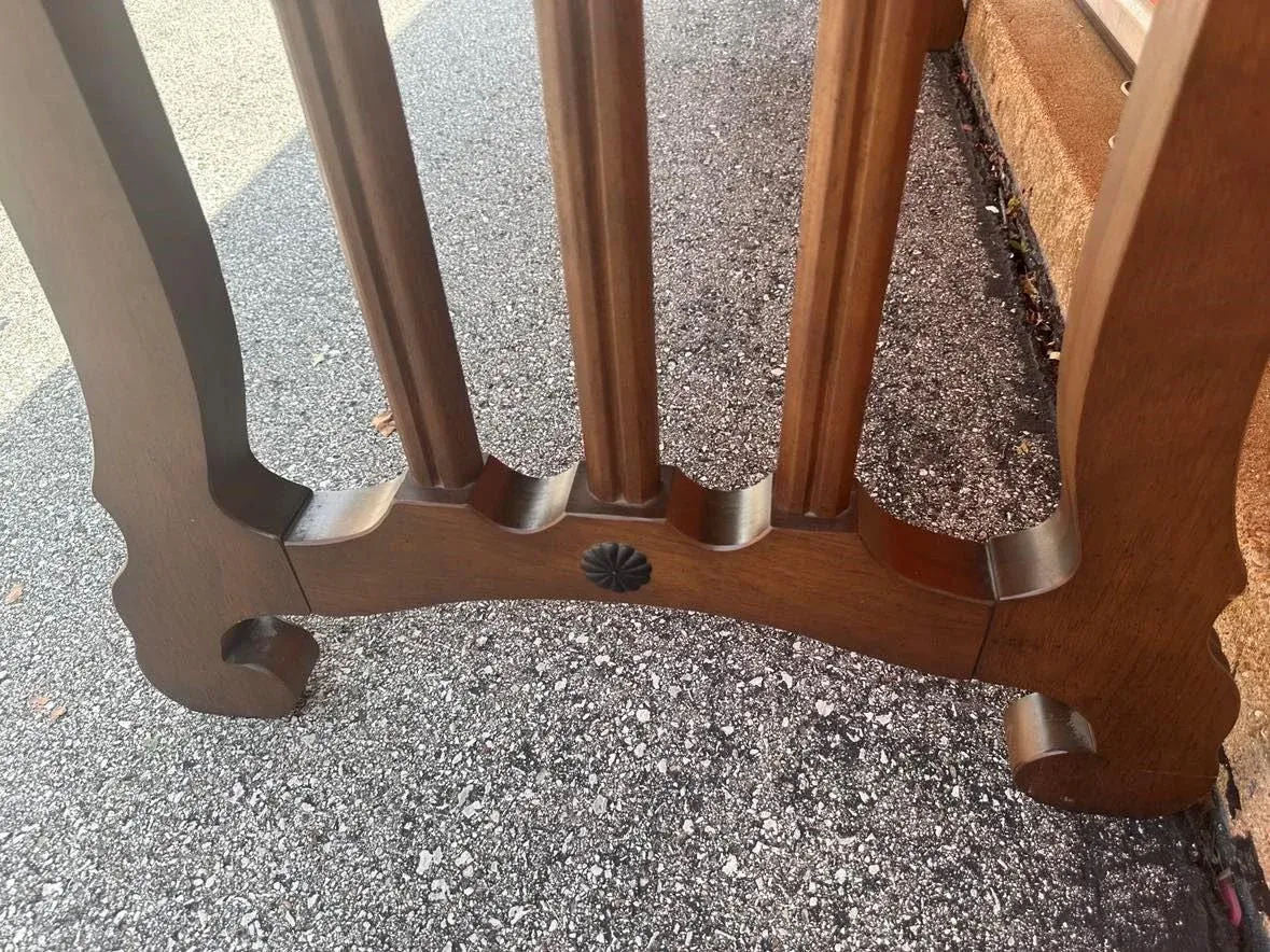 Spanish Style Lyre Leg Pecan Dining Table - Vintage Mid 20th Century - Image 9