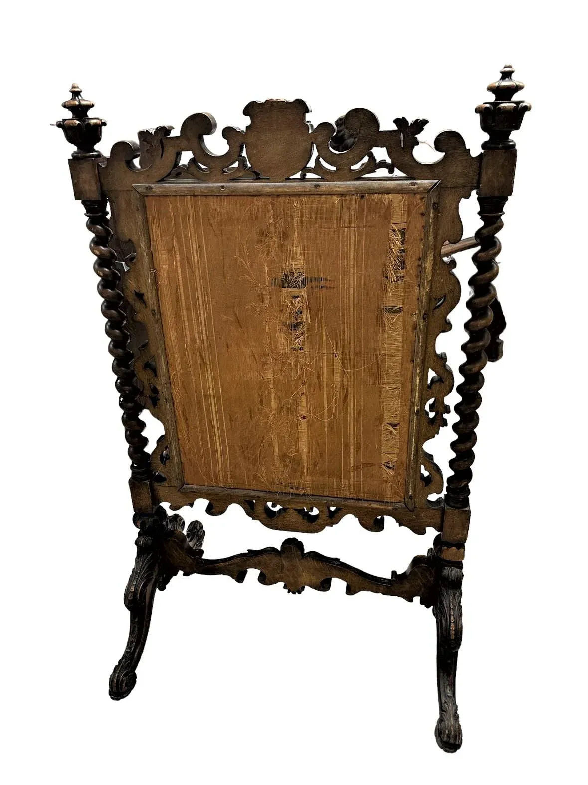 Antique Large Spanish Baroque Style Fire Screen in Carved Walnut and Needlepoint - Late 19th Century - Image 9