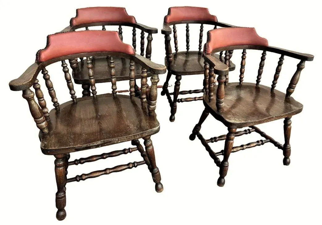 Vintage 1950s Oak Tavern Chairs by Buckstaff of Oshkosh - Set of 4 - Image 9