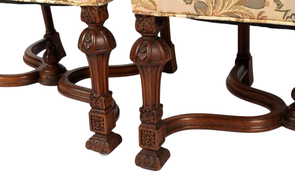 Set of Eight Antique 19th Century French Baroque Carved Walnut and Upholstery Dining Chairs - Image 9