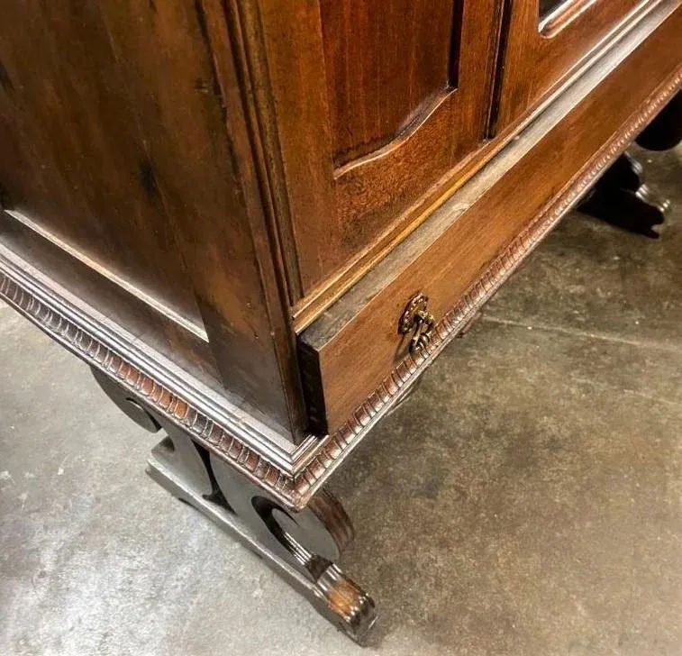 Albert Furniture Antique Spanish Revival Walnut China Cabinet - 1920s - Image 9