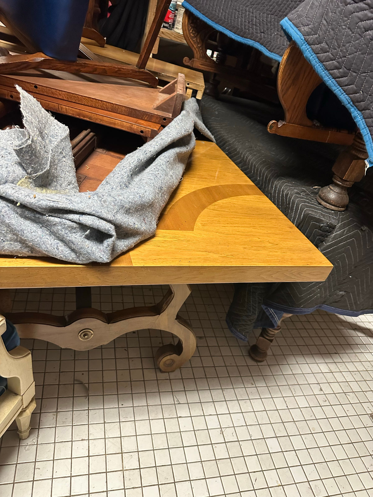 Thomasville Spanish Style Pecan Lyre Leg Dining Table Extending to 104” - Made in 1964 - Image 9