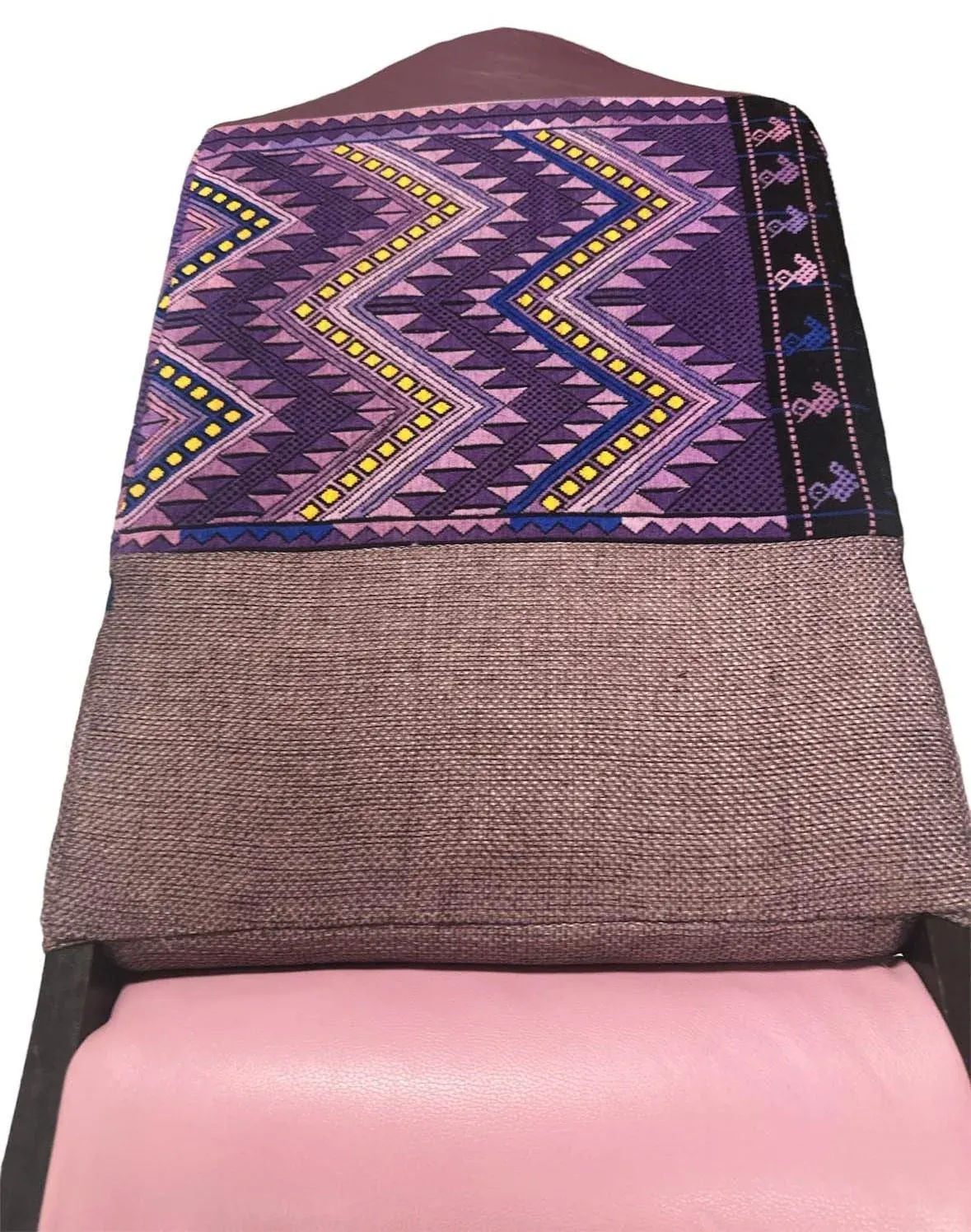 Antique Hacienda Style Chair With New Upholstery of Mauve and Rose Hand Embroidery and Leather - Image 9