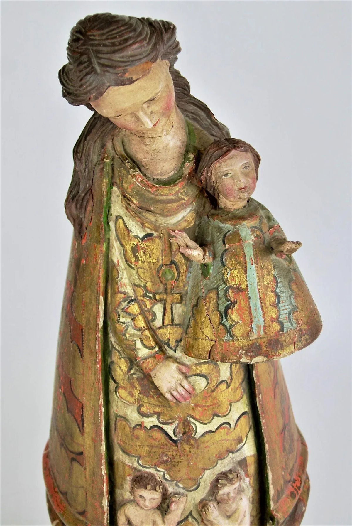 17th Century "Nuestra Señora De Los Desamparados" Wood and Polychrome Image of Valencian Patroness - Image 9