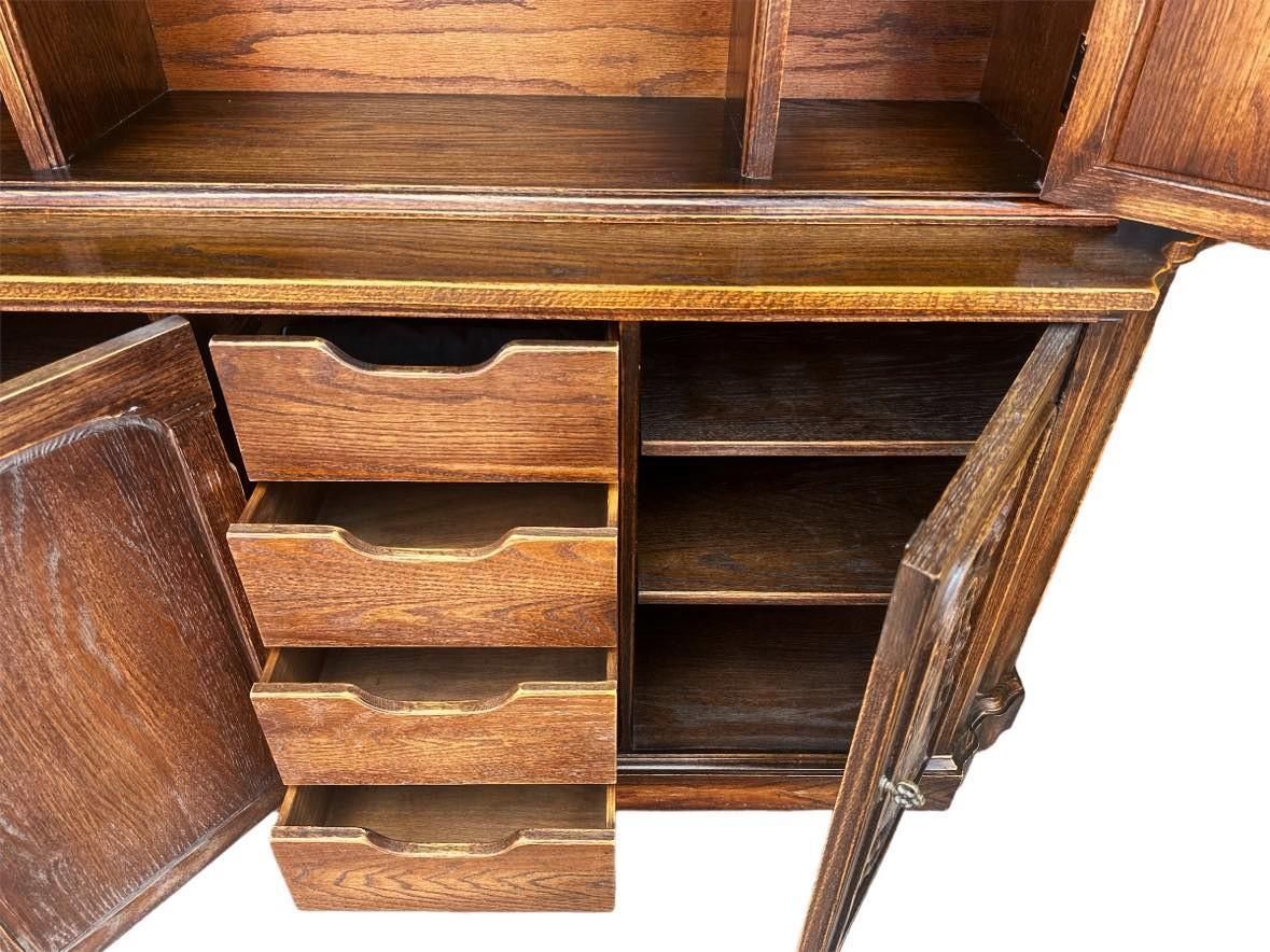 Spanish Style Carved Oak Sideboard Hutch by Jamestown Lounge Company - Vintage Mid 20th Century - Image 9