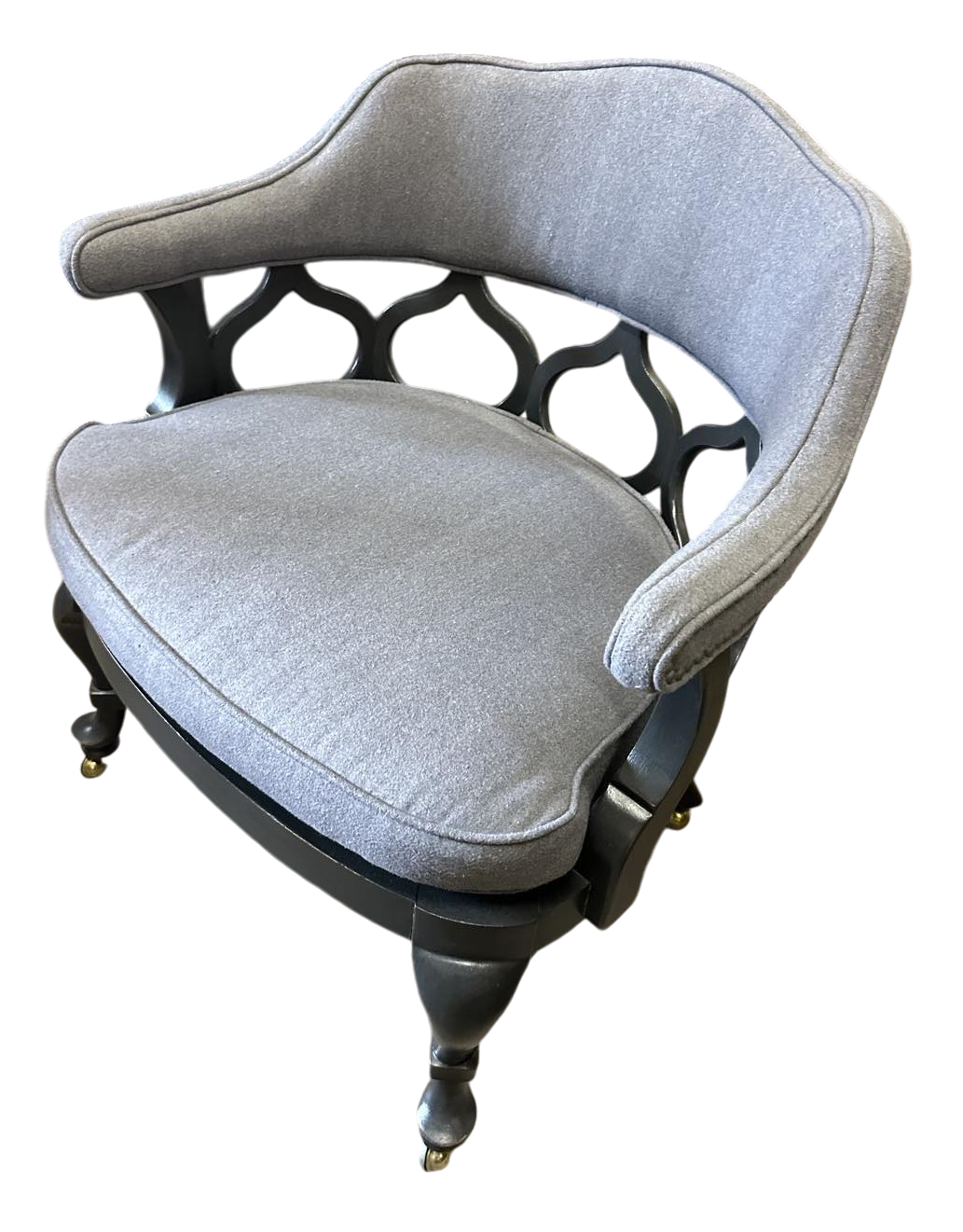 1960s Thomasville Hollywood Regency Tub Dining or Conference Room Chairs on Casters With New Upholstery - Set of 4 - Image 9