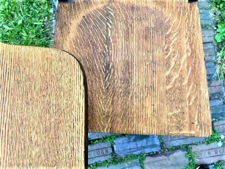 1910 Arts & Crafts Antique Quarter Sawn Oak Chair With Student Writing Surface - Image 9