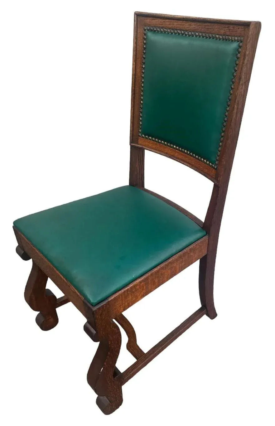 Antique Oak Hacienda Style Chairs - Set of 4 - Image 9