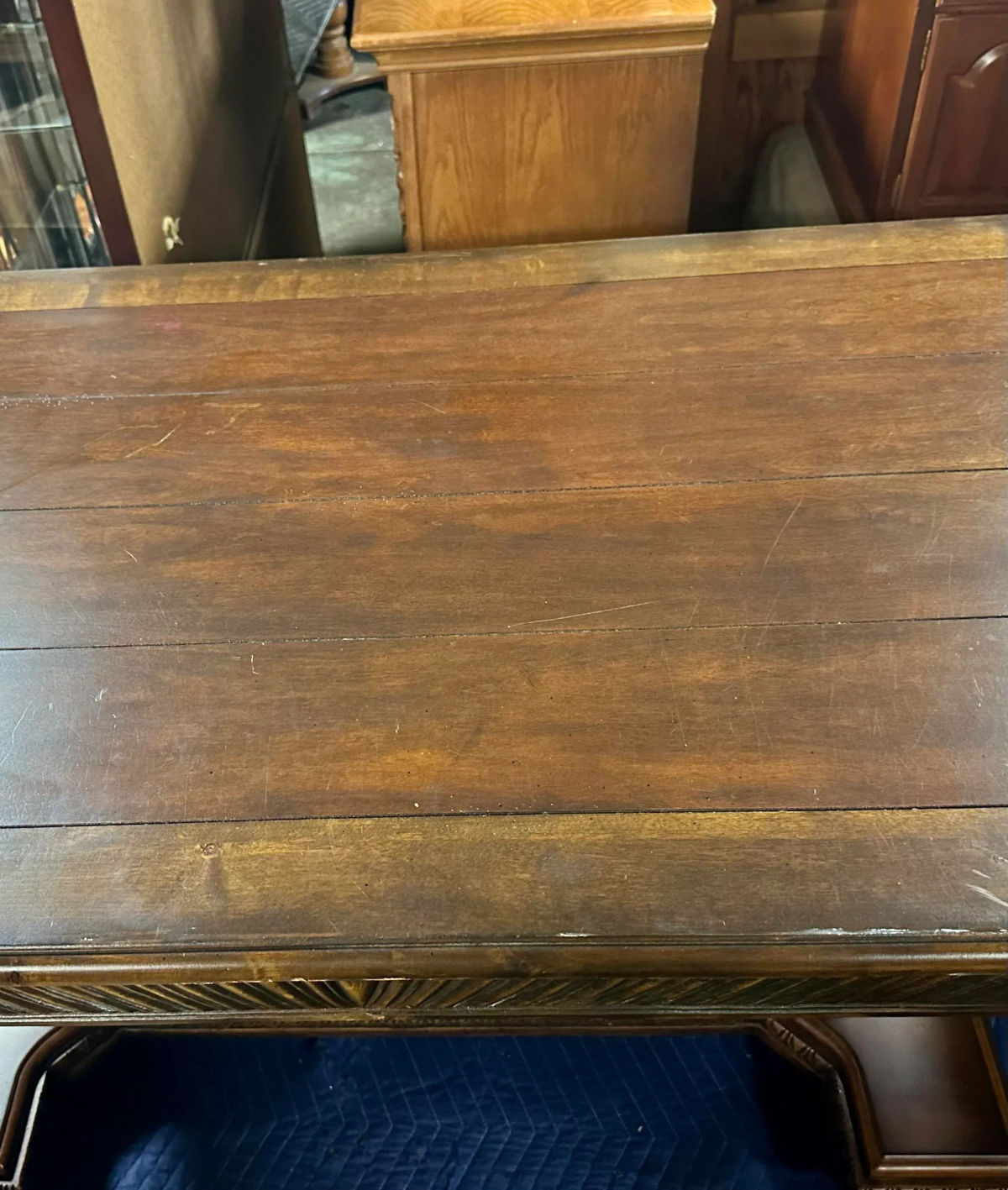 Solid Carved Walnut Mediterranean Style Library Table - Early 21st Century - Image 9
