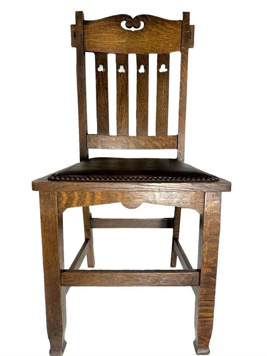 Wyburd and Liberty Attributed Antique Edwardian English Oak Chairs - a Pair - Image 10