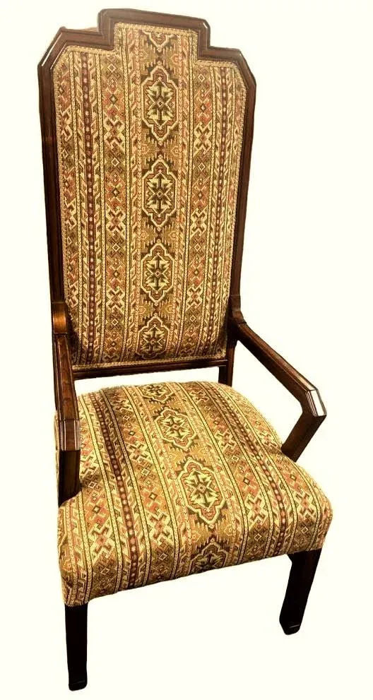 Early 20th Century Antique Prairie Style Tall 56" Throne Chair With Southwestern Tapestry Upholstery - Image 10