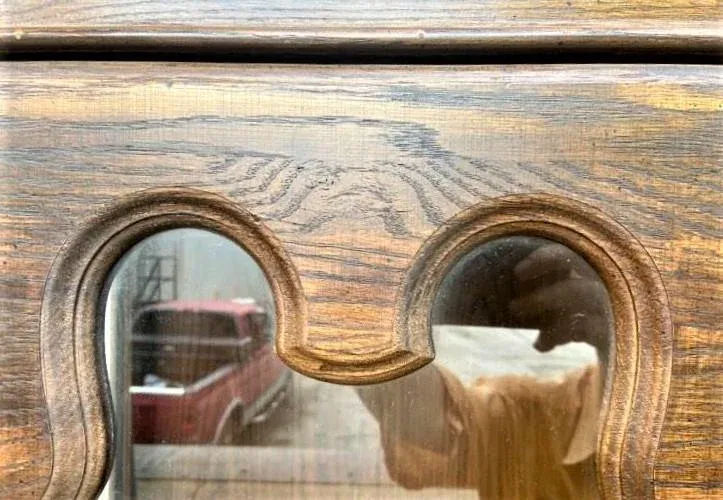 Vintage 1960s Keller Furniture Spanish Revival Solid Oak China Cabinet - Image 10