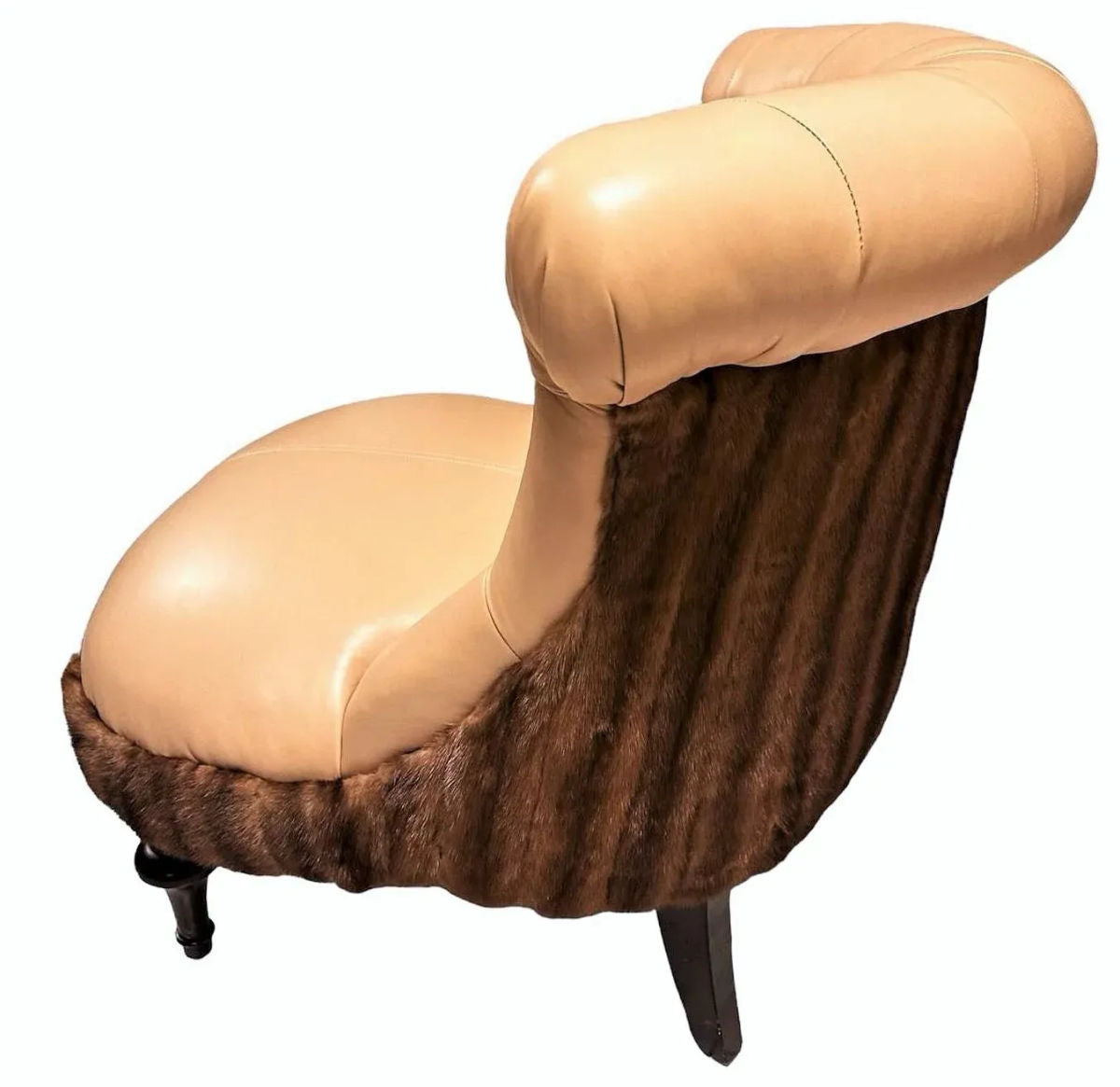 Mink Fur and Calfskin Upholstered Boudoir Chair - Image 10