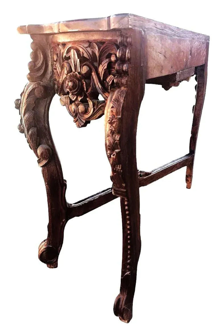 Antique Ornately Carved Anglo Indian Rosewood 60” Console Table - Image 10