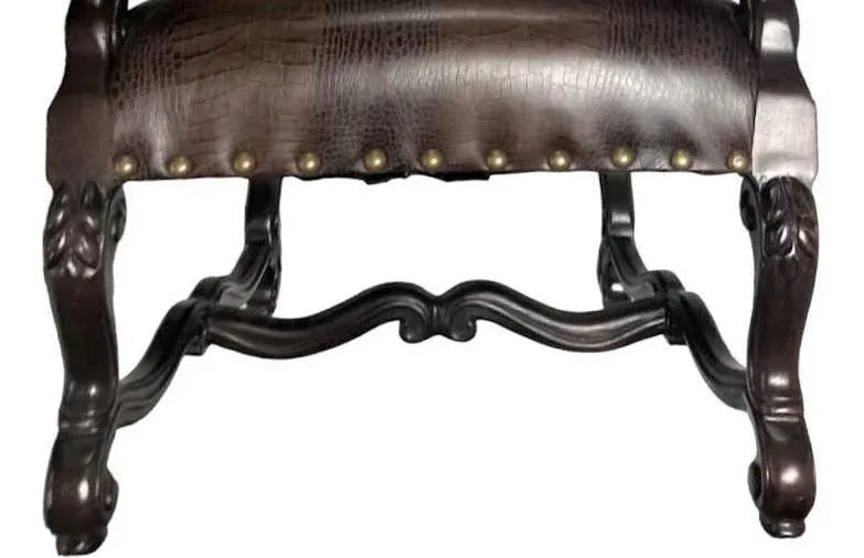 Hacienda Chair Upholstered With Jungle Animals Tapestry and Embossed Cowskin - Image 10