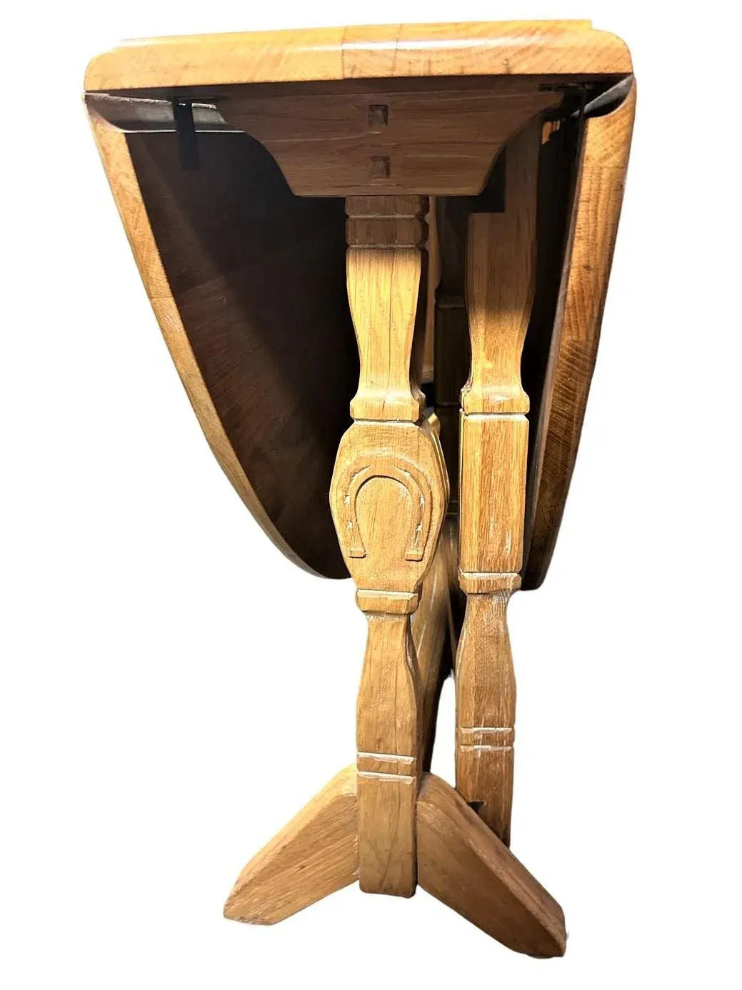 A. Brandt Ranch Oak Drop Leaf 60" Round Dining Table Convertible to Console - Vintage Mid 20th Century - Image 10