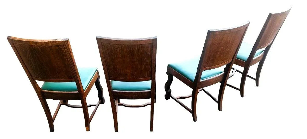Antique Oak Hacienda Style Chairs - Set of 4 - Image 10
