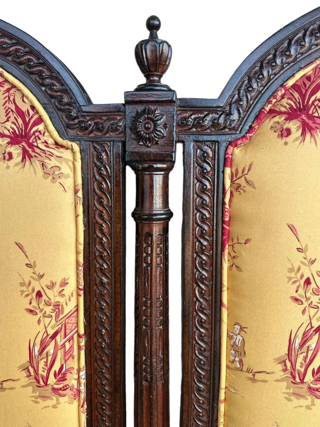 New Schumacher ‘Chinois’ Fabric on Antique Louis XVI King Size Mahogany Headboard - Image 10