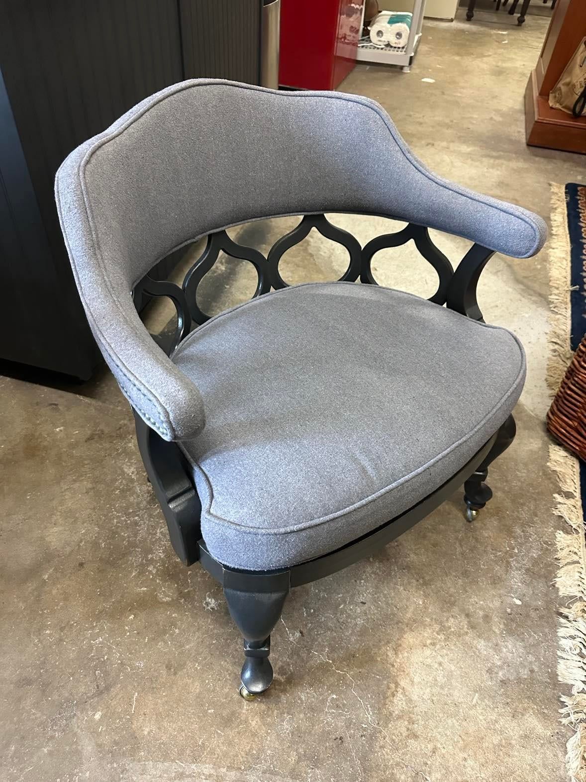 1960s Thomasville Hollywood Regency Tub Dining or Conference Room Chairs on Casters With New Upholstery - Set of 4 - Image 10
