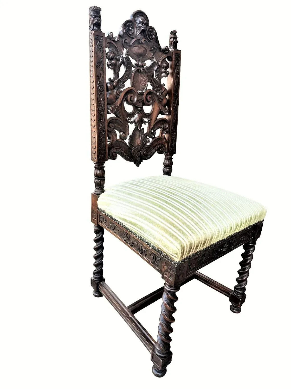 Monumental 10' X 5.5' Renaissance Revival French Walnut Banquet Table With 12 Chairs - Antique Circa Mid 19th Century - Image 10