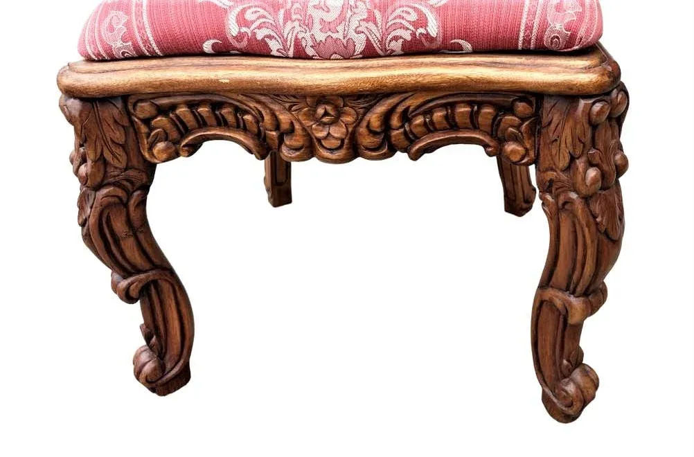 Spanish Baroque Style Heavily Carved Desk and Chair Set With Marble Inserts - Circa 1990 - Image 10