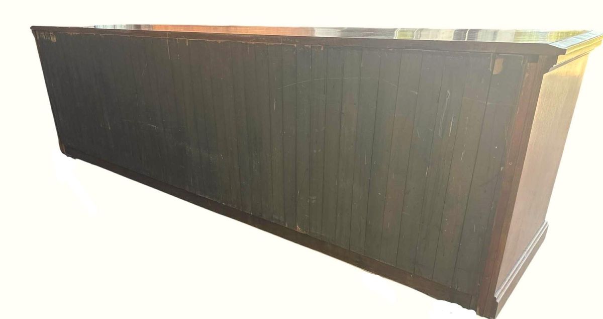 Monumental Antique Edwardian English Wide Solid Cherry Wood Credenza - Circa 1905 - Image 11