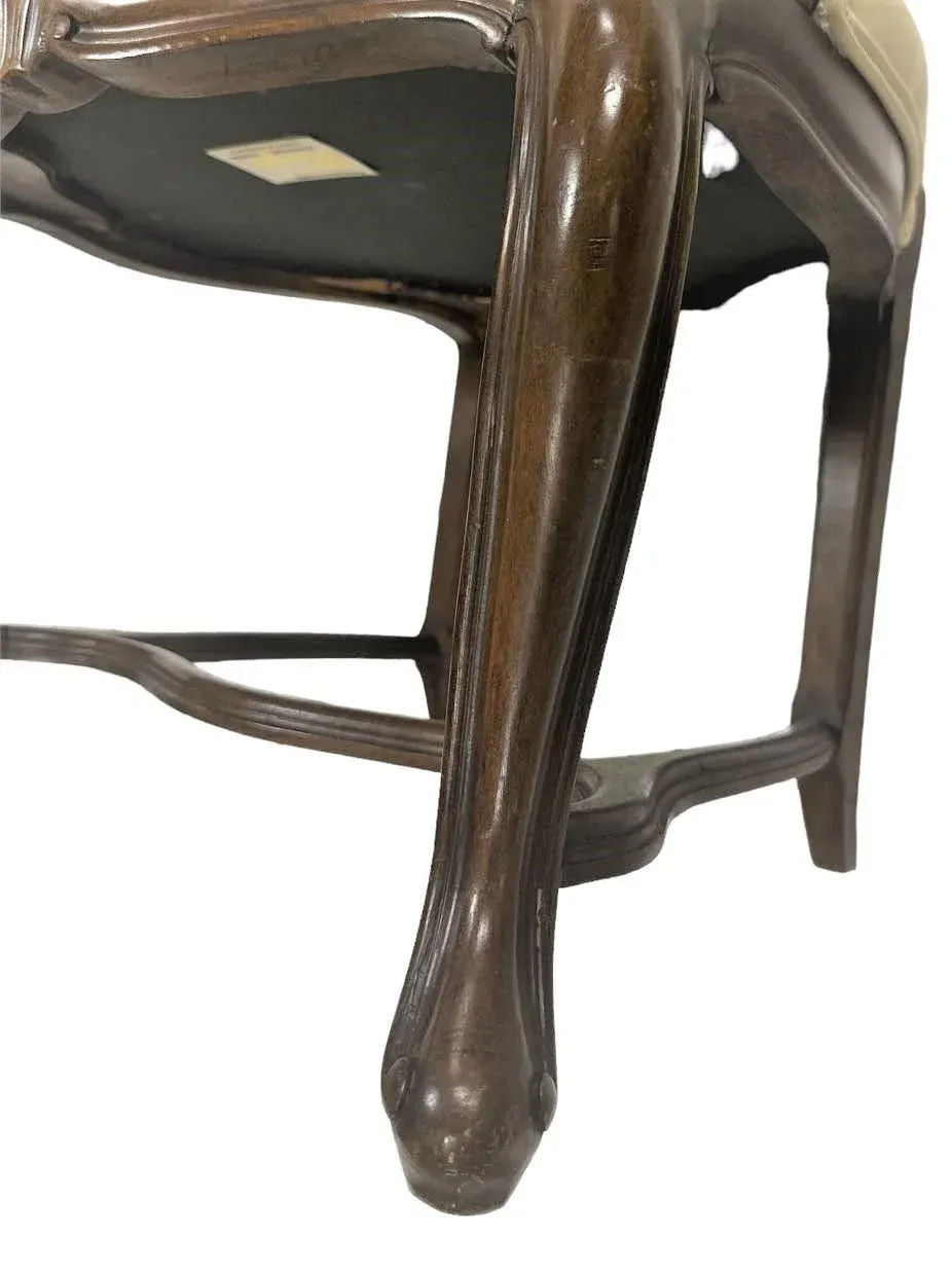 Pair of Vintage Karges Fauteuils With New Leather and 'Frida's Garden' Chintz Upholstery - Image 11